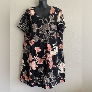 Nicole by Nicole Miller Black Floral Midi Dress